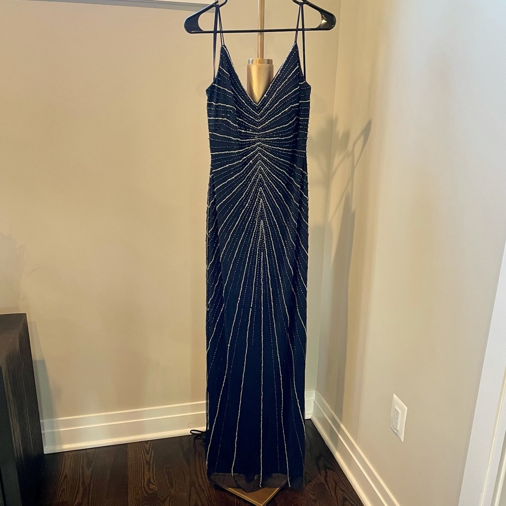 Gorgeous Navy Blue Sequined Evening Gown Dress